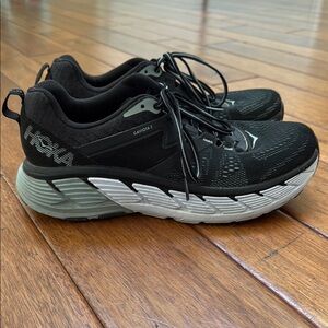 Hoka Men's Black and Gray Running Shoes Size 9